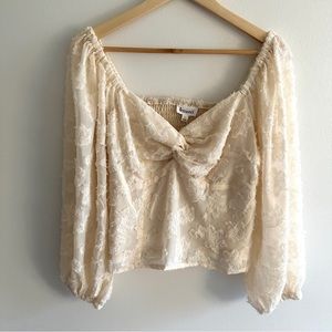 &Merci: Floral Textured Blouse, Ivory, Size L
